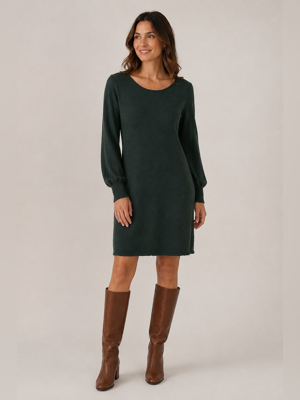 MAX STUDIO Green Long Sleeve Knit Sweater Dress Size S